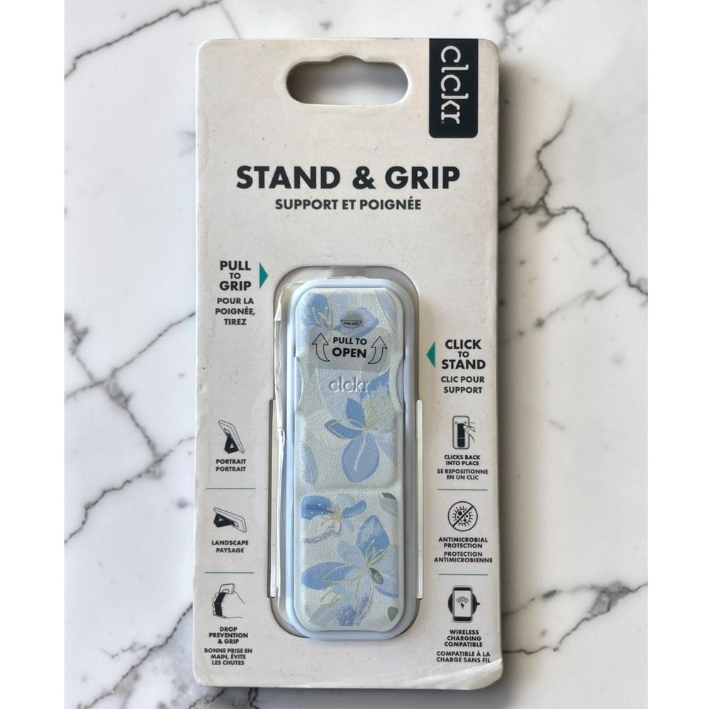 CLCKR Phone Stand & Grip Floral Blue White Universal Cell Phone Holder Stand NEW